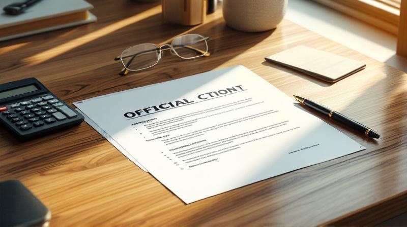 Abgelehnter Bescheid auf einem Schreibtisch neben einem Taschenrechner und Kugelschreiber