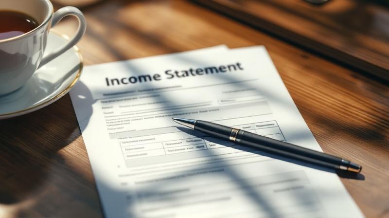 Schreibtisch mit offener Einkommensbescheinigung und einem Antragsformular, daneben eine Tasse Tee