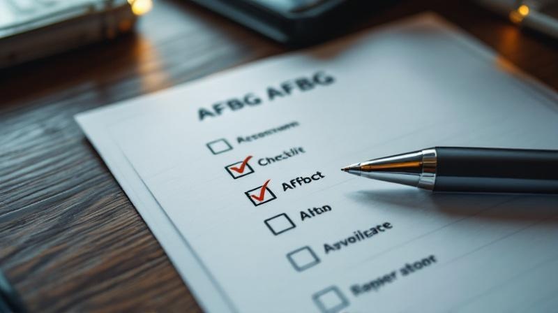 Symbolisches Bild einer abgehakten Checkliste auf einem Schreibtisch mit AFBG-Unterlagen