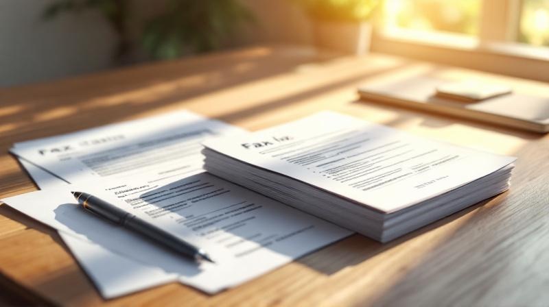 Steuerunterlagen sortiert in zwei Stapeln auf einem Holzschreibtisch